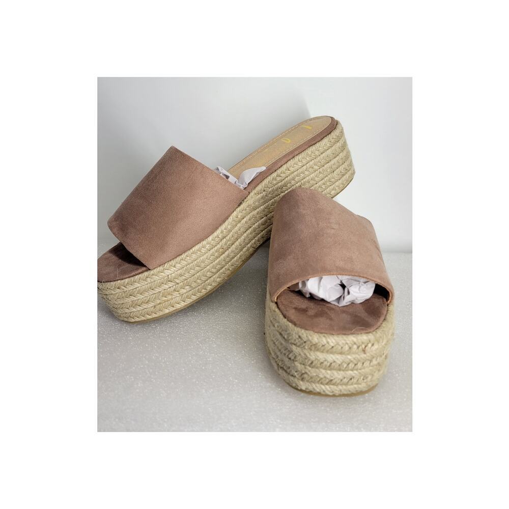 Lulus O'ahu 2 Mauve Platform Espadrille Slide Sandals Size 8